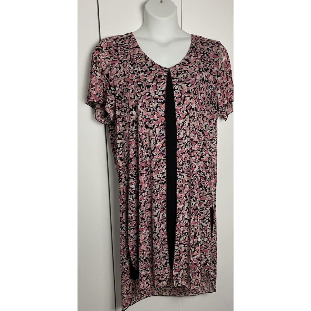 Joie de Vivre Black Dress with Mesh Overlay Floral Size 2X